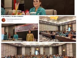 Ketua TP-PKK Martina Lengkong Bawa Materi Penguatan Peran dan Pemberdayaan Kader Kesehatan Keluarga dan Masyarakat.